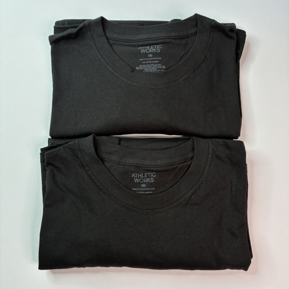 2 Athletic Works T-Shirts Men's Size 2XL Cotton Black Short Sleeves Loose Fit
